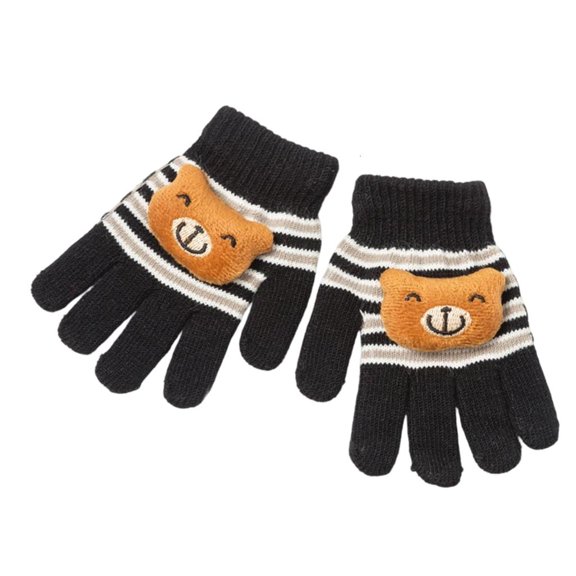 Weflink Lovely Cartoon Pattern Kids Winter Gloves Warm Insulated Five Finger Design For Cold Weather Outdoor Activity
