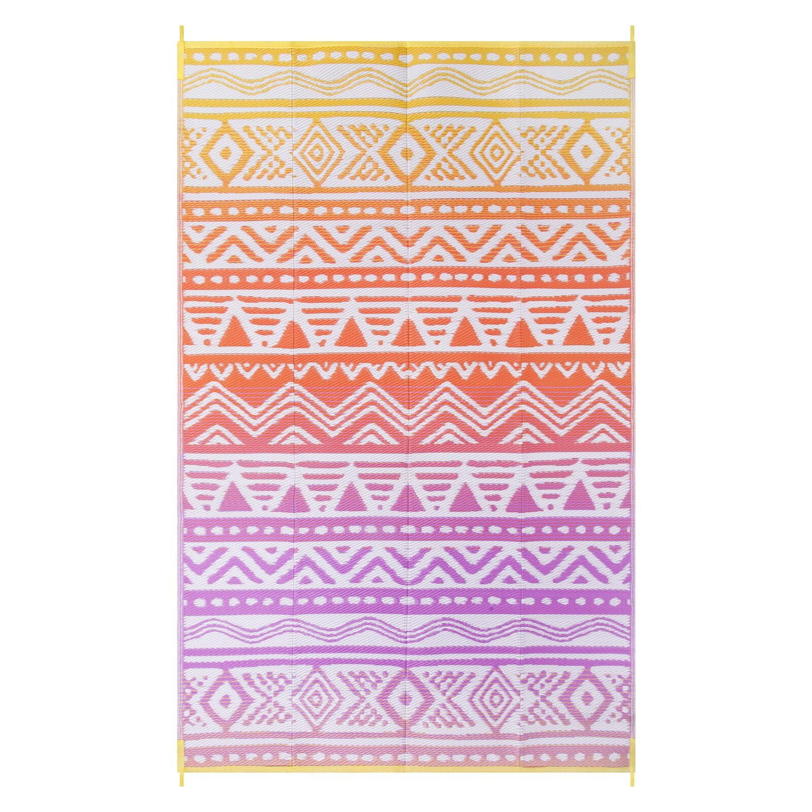 Moynesa Large Outdoor Rug Waterproof, 8'x10' Lightweight Plastic Straw Rug for Camping RV, Reversible Outside Carpet for Patio Deck Porch Balcony Picnic Tent, Orange/Purple