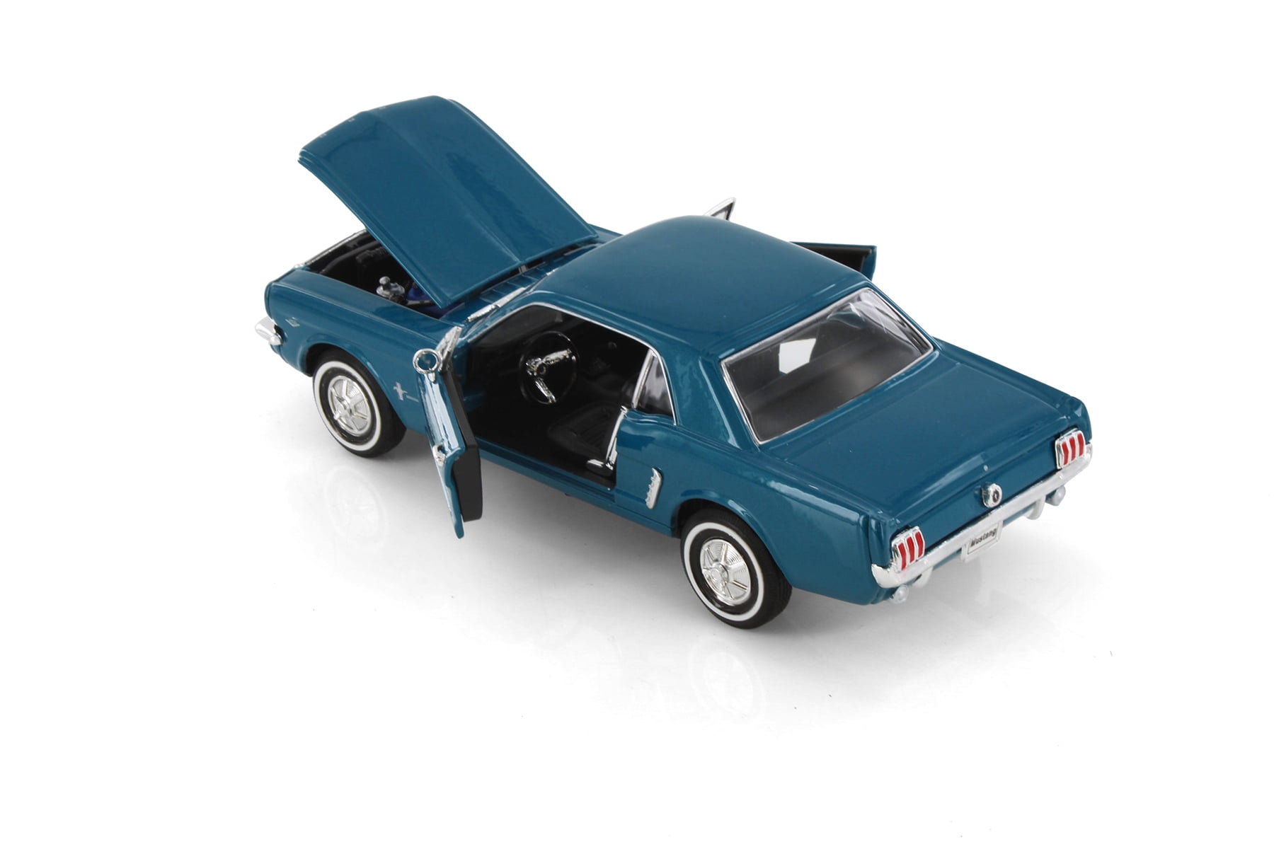 1964 Ford Mustang Coupe (1964.5), Metallic Turquoise Blue - Welly 22451/4D - 1/24 Scale Diecast Model Toy Car (Brand New but NO BOX)