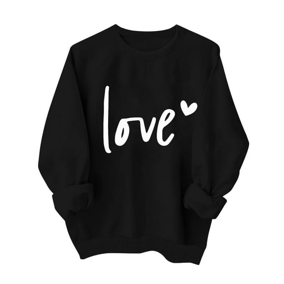 Bpmpbo Women's Valentine Letter Print Sweatshirt Long Sleeve Crewneck Pullover Casual No Hood Top