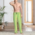thumbnail image 2 of Cauagu yellow and green houndstooth Mens Pajama Pants Sleep & Lounge Pants,PJ Bottoms with Pockets-Medium, 2 of 6