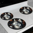 thumbnail image 7 of Electric Stove Burner Covers,4 Pcs Round Gas Burner Cover,8 and 10 Inch,Flower - framed Husky with Intense Eyes, 7 of 7