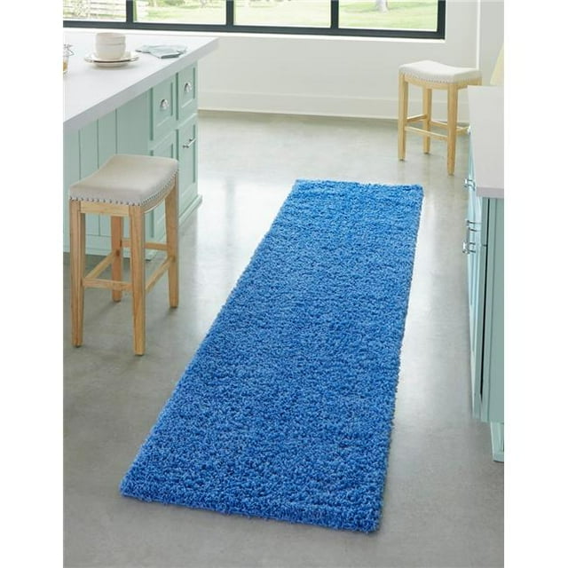 Unique Loom 3127831 2 Pi 6 Po x 10 Pi Tapis Solide Shag Runner&44; Bleu Pervenche