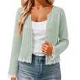 thumbnail image 4 of HCYSFG Womens Crochet Cardigan V Neck Button Front Long Sleeve Hollow Out Cropped Fit Knit Sweater Oktoberfest Layering Tops, 4 of 6