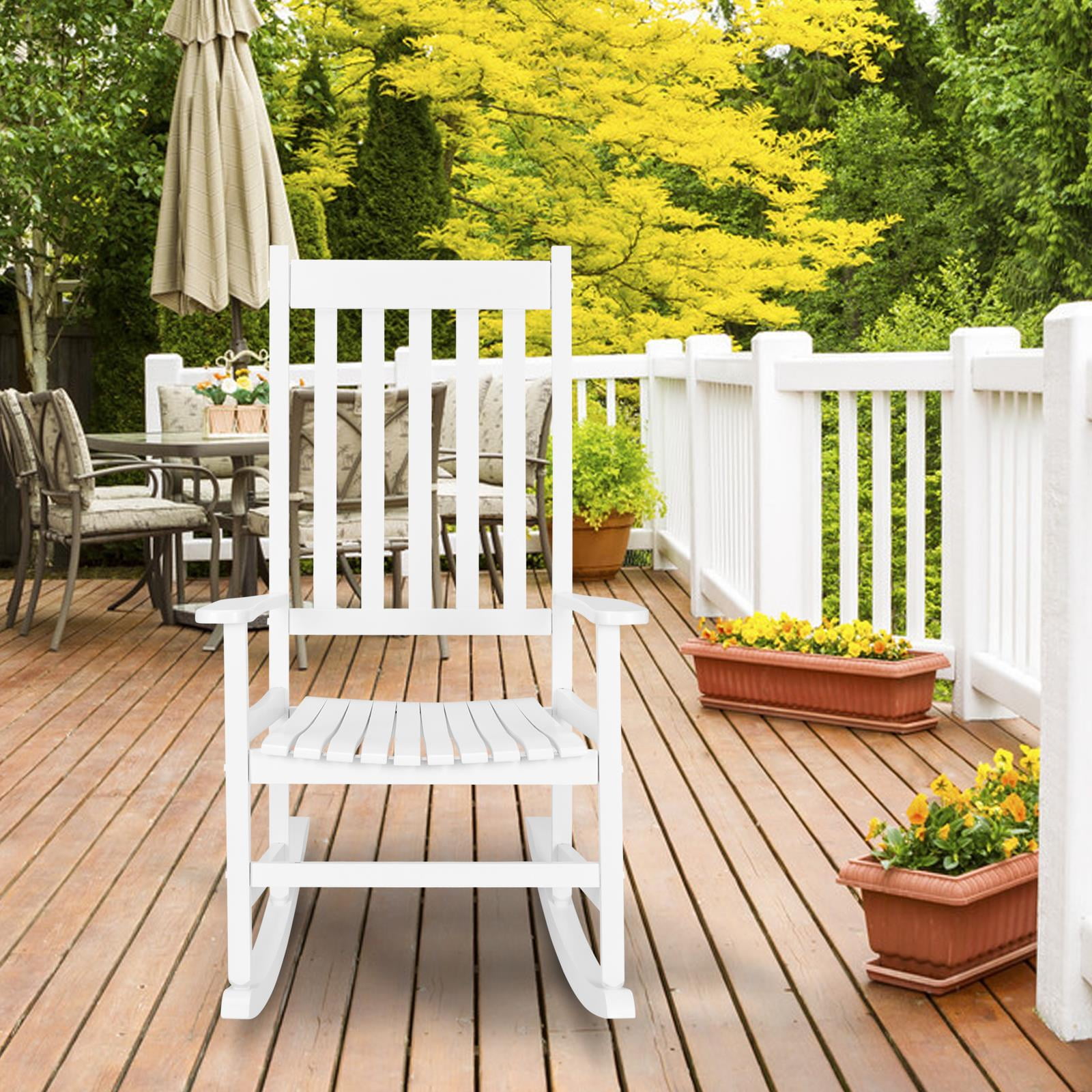 Mainstays Outdoor Wood Porch Rocking Chair White Walmart
