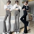 thumbnail image 2 of Pantalones de tiburón negro Pantalones de cintura alta para mujer Pantalones ajustados hasta el suelo Pantalones holgados de moda para primavera y otoño, 2 of 6
