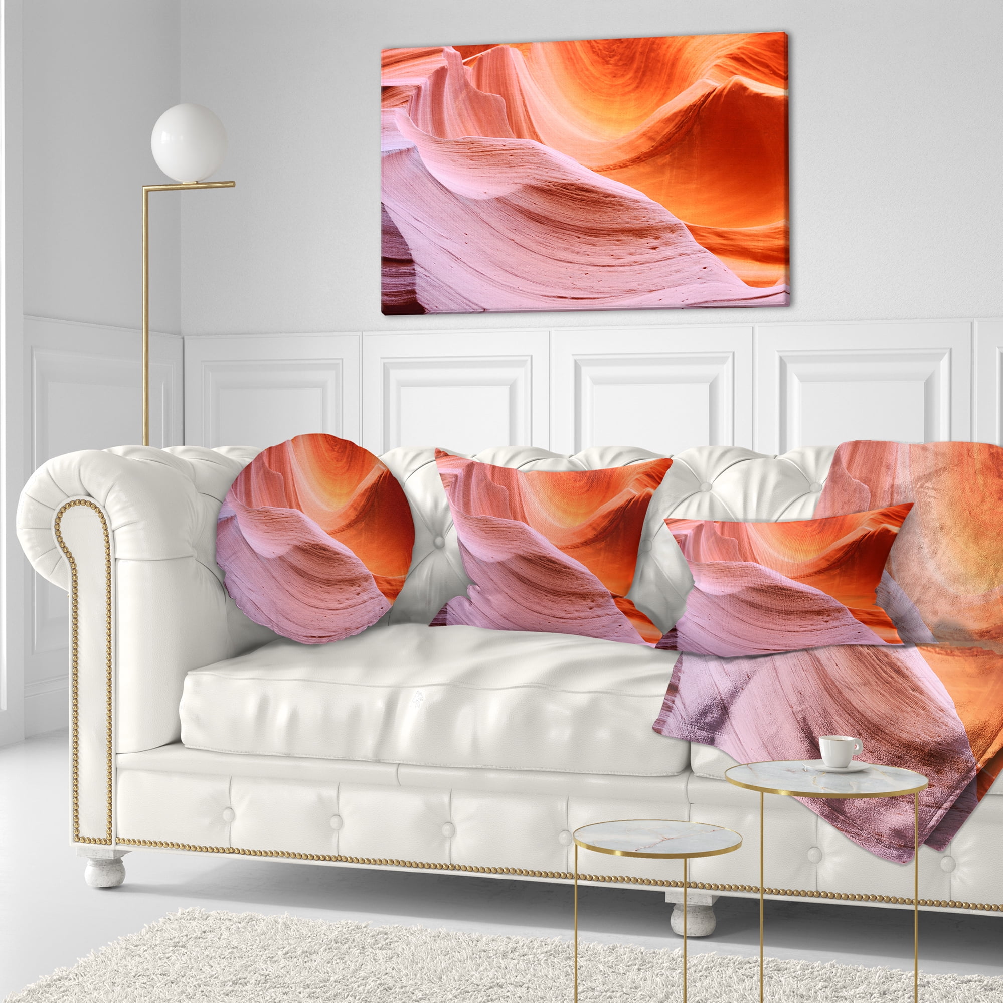 Designart Color Layers in Antelope Canyon - Landscape Photography Throw Pillow - 12x20