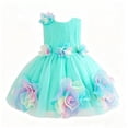 thumbnail image 5 of THDHVS Flower Girl Dress,Colorful Floral Mesh Tulle Tutu Gown Princess Style Ideal for Girls Bridesmaid Wedding Evening Party,Girls Party Dress Green 4-5 Years, 5 of 9