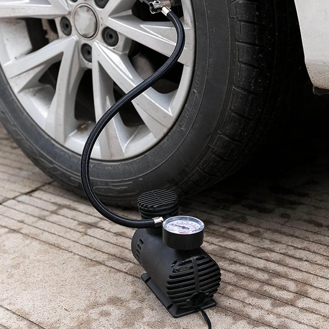 Fiudx Inflador de Neumáticos, Compresor de Aire Portátil, Inflado Rápido de 12 V, Manómetro Mecánico, Neumáticos de Coche, Balón para Moto, Herramienta Portátil Compacta, Uso En Exteriores