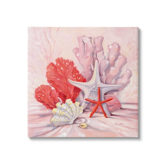 Stupell Industries Pink Shells Coral Still Life Painting Gallery Wrapped Canvas Print Wall Art, Design by Paul Brent