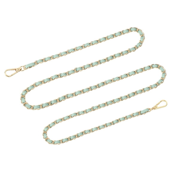 Uxcell Purse Chain Strap, 55" Leather Iron Flat Chain Strap Handbag Chains Purse Straps for Shoulder Bags and Cross Body Bags Replacement Strap (Light Green Strap   Gold Chain)