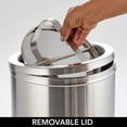 thumbnail image 5 of mDesign Small Round Metal 4.8 Gal. Covered Bathroom Swing Lid Trash Can, Brushed, 5 of 7