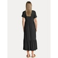 thumbnail image 7 of Weardear Women's Flowy Tiered Maxi Beach Dress with Pockets Summer Casual Short Sleeve Crewneck Swing Dress, 7 of 7