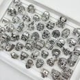 thumbnail image 5 of HOOUN Wholesale 100pcs Gothic Punk Skull Rings Skull Biker Vintage Charm Jewelry Gifts-100pcs Opp Bag-silvery, 5 of 9