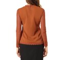 thumbnail image 3 of INSPIRE CHIC Blouses Décontractées pour Femmes à Col Rond en Dentelle Florale à Manches Longues en Chiffon Hauts 3TG Brun Rouge, 3 of 7