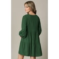 thumbnail image 3 of Made by Johnny Women's Casual Long Sleeve V-Neck Loose Flowy Swing Shift Dress XL GREEN, 3 of 5