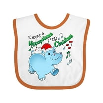 Inktastic I Want a Hippopotamus for Christmas Hippo in Santa Hat Boys or Girls Baby Bib