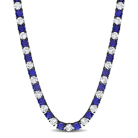 Everly Unisex Created Sapphire Sterling Silver Tennis Necklace