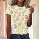 thumbnail image 2 of Camiseta de Cuello Redondo de Impresión de Pascua Unisex de Manga Corta de Verano para las Mujeres, Estiramiento Suave, Camisetas de Manga Corta de Mujer Casual, 2 of 5