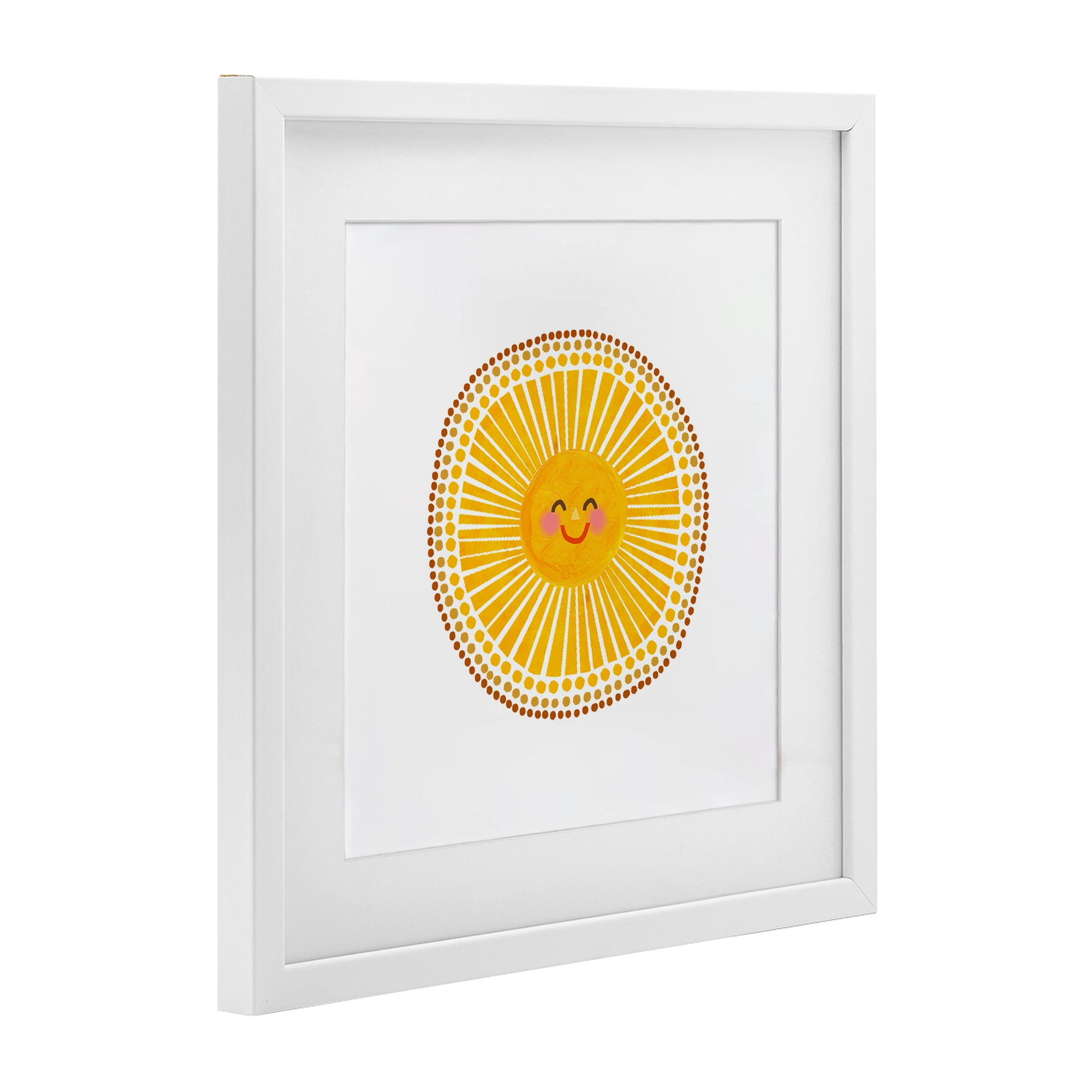 Stupell Industries Yellow Sun's Smile White Framed Print Under Glass, design by Katherine Herrell Studio