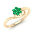 thumbnail image 2 of Flower Shaped Emerald Promise Ring for Beloved, Dainty 925 Sterling Silver Gold-Plated Ring, May Birthstone Minimalist Ring, Anniversary Gift for Her, Green Gemstone Ring, 2 of 5