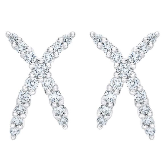 Pompeii 1/2Ct T.W. Diamond Fashion Women's X Shape Lab Grown Earrings 10k Gold Studs