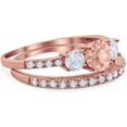 thumbnail image 2 of Divine_creation 2.00 Ct Round Cut Peach Morganite Engagement Wedding Womens Bridal Ring Set 14K Rose Gold Plated 925 Sterling Silver -9.5, 2 of 2