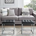 thumbnail image 1 of Inspired Home Simpson Faux Leather Cube Ottoman Tufted Metal Frame Modern, Black, 1 of 7