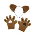 thumbnail image 4 of Diadema y guantes con orejas de oso de dibujos animados para presentación de inauguración de la casa y cumpleaños Marrón, 4 of 8