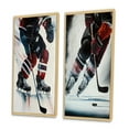 thumbnail image 3 of Designart "Game Face on the Hockey Rink II" Sport Hockey Framed Wall Art Set Of 2 - Red Sports Gallery Wall Frame Set For Home Decor, 3 of 6