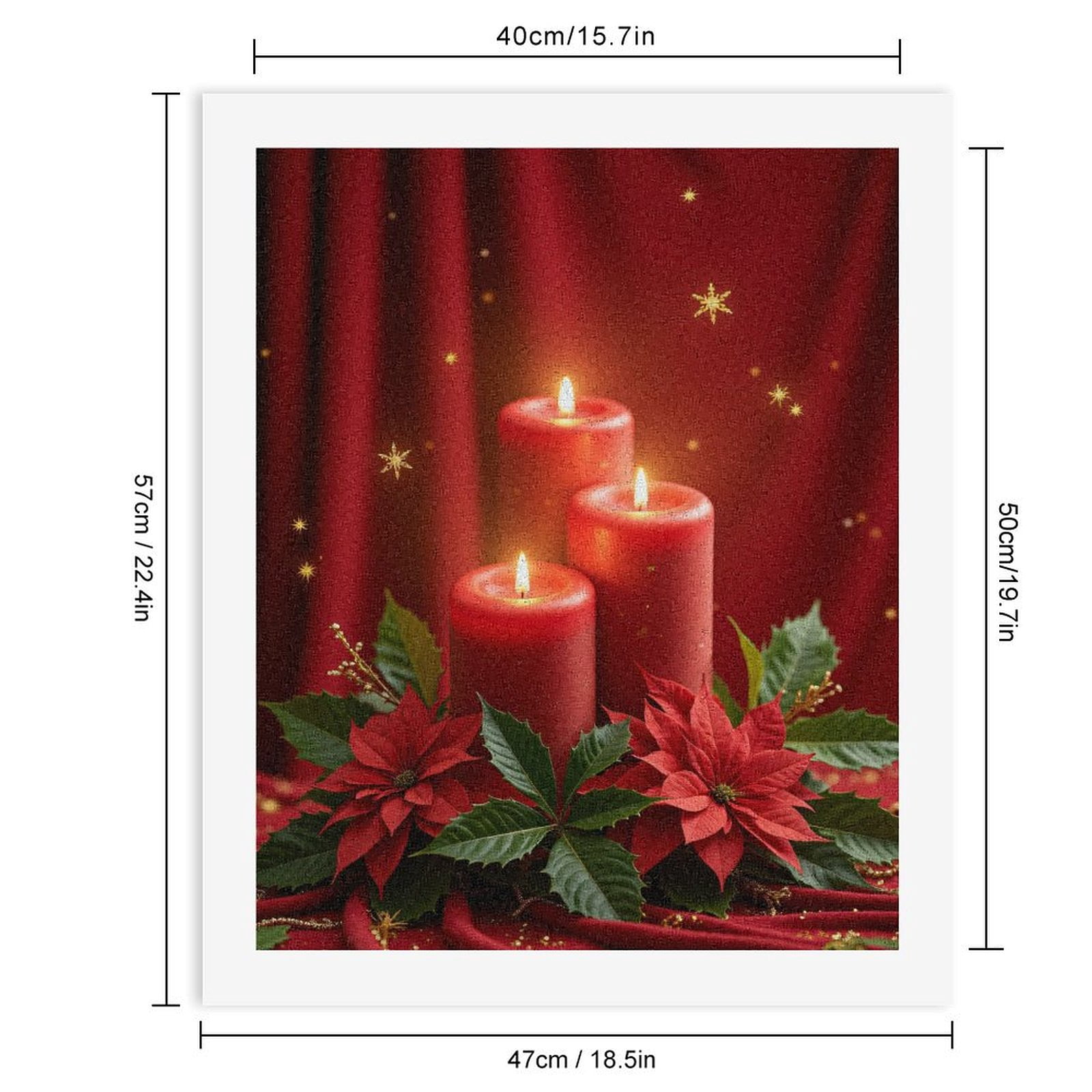 Paint By Numbers Kit for Adults Beginner - DIY Red Candles Poinsettia Decoration Canvas Painting Kits for Adults, Frameless Paint By Number for Adults for Home Wall Decor 16x20 Inch