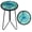 Green, variant on Liffy Blue Glass Side Table, Small Outdoor Table, Vortex Metal End Table, Plant Stand for Home, Patio, Yard, 12"x12"x21"
