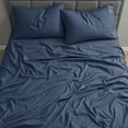thumbnail image 6 of Nestl King Sheets Set, 1800 Series Deep Pocket Bed Sheets King 4 Piece, Luxury Soft Microfiber King Size Sheets, Navy Blue, 6 of 13