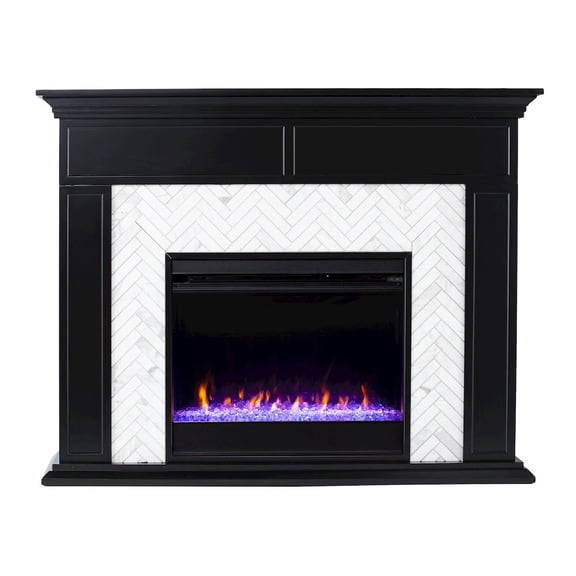 SEI Furniture Torlington Color Changing Marble Tiled Fireplace