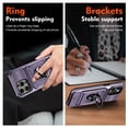 thumbnail image 7 of ELEHOLD for iPhone 13 Pro Rugged Hard Case with Metal Ring Holder Kickstand Work with Magnetic Car Mount Hidden Card Slot Pocket Shockproof Anti-Drop Armor Protective Cover,Violet, 7 of 7