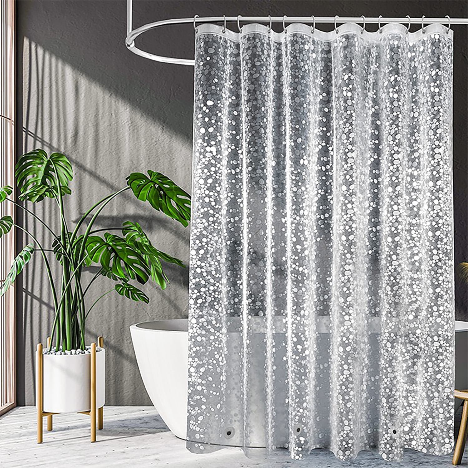 Clear Plastic Shower Curtain Liner With Pebble