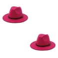 thumbnail image 3 of Minnieouse Sombreros con hebilla de cinturón, gorros de ala ancha para otoño e invierno, gorros de lana cálidos para mujer, vaquero, niños, Rosa roja 58cm 2piezas, 3 of 6