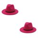 thumbnail image 4 of Qarigey Sombrero con hebilla de cinturón, gorros de ala ancha para otoño e invierno, gorros de lana cálidos para mujer, vaquero, niños, Rosa roja 58cm 2piezas, 4 of 6
