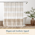 thumbnail image 2 of ComfiTime 13-Piece Tassel Shower Curtain Set with Hooks, Heavy-Duty Slub Fabric, Boho Farmhouse Striped Bathroom Curtain, Water-Repellent, Machine Washable, 72 x 72 in, Taupe and White, 2 of 13