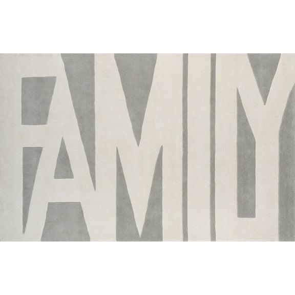 Novogratz  by  Tag Wordplay Hand Tufted Wool Area Rug Grey 8' x 10' 8' x 10' Ivory