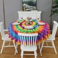 thumbnail image 2 of Rainbow Tie Dye Spiral Dot Pattern Round Tablecloth 60"x60",Wrinkle Wipeable Table Cloth for Kitchen Dining Room Picnic Patio Party, 2 of 6