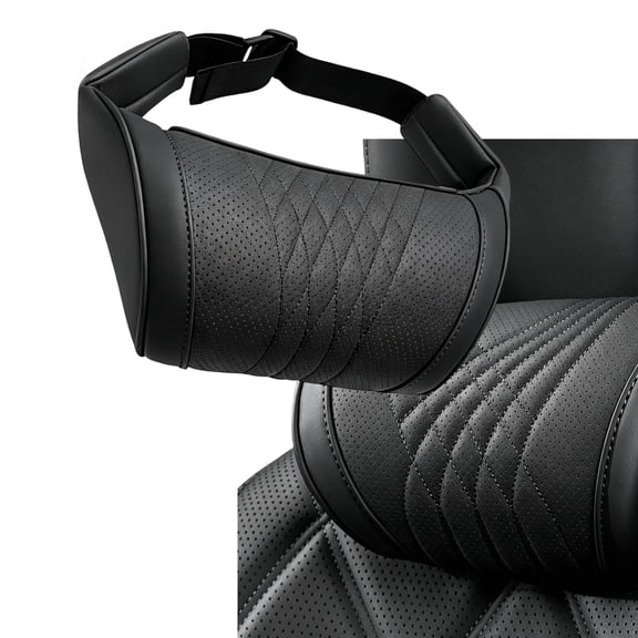 Car Headrest Pillow, Car Neck Pillow for Driving - Memory Foam Ergonomic Support, Perforated Leather