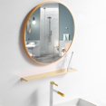 thumbnail image 3 of Espejo de baño grande, moderno, redondo, plateado, de 50 x 50 cm, para montar en la pared, de cristal HD con marco de metal cepillado para maquillaje y baño., 3 of 5