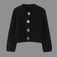 thumbnail image 3 of TGSLY Fall Button Down Sweater for Women Warm Soft Crew Neck Long Sleeve Chunky Knit Cropped Cardigan Loose Casual Solid Color Coat with Pockets M, 3 of 8