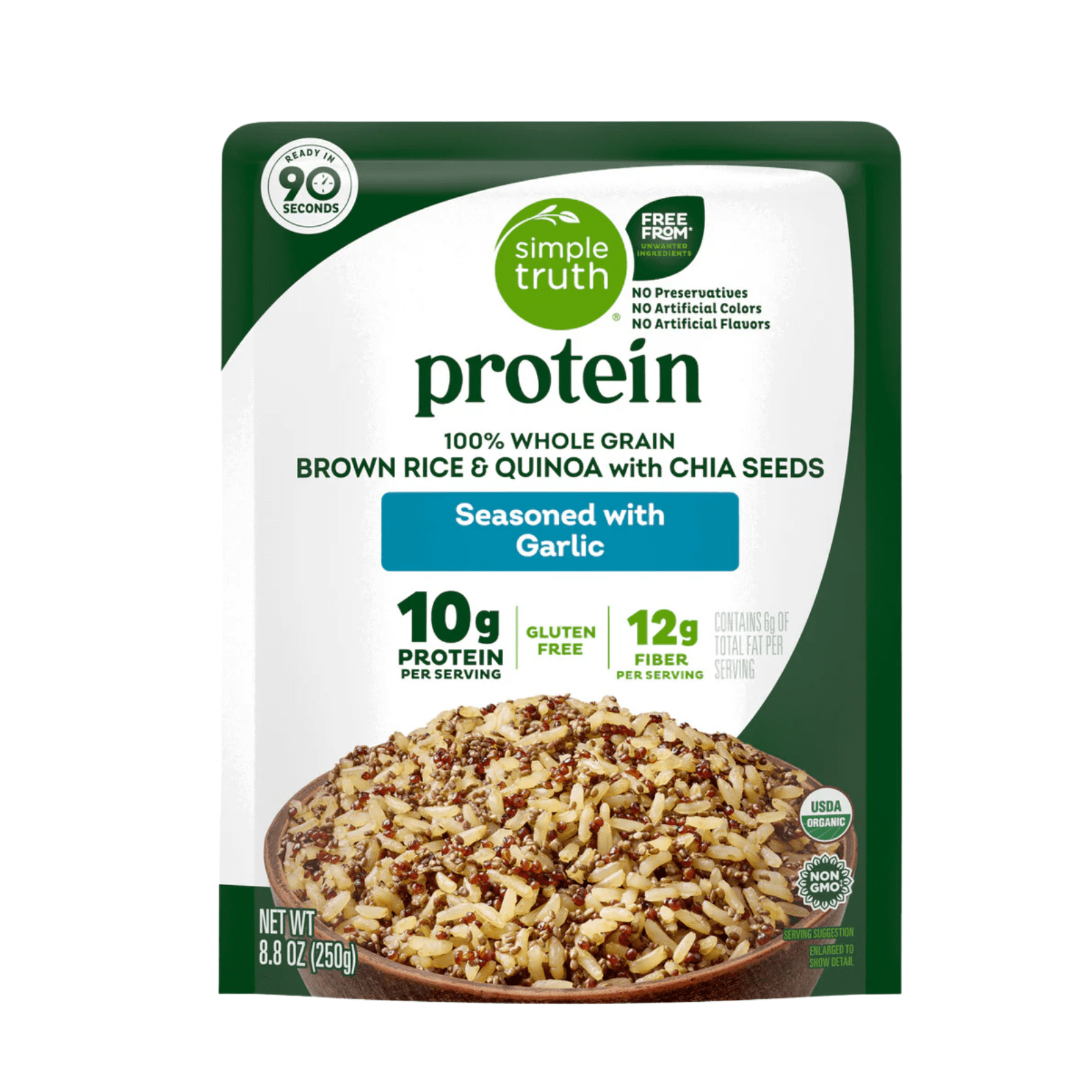 Simple Truth Protein Garlic Brown Rice and Quinoa with Chia Seeds, 8.8 oz , 3 Pack + Bonus