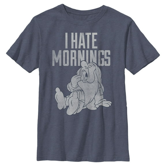 Boy's Snow White and the Seven Dwarfs Sleepy Morning Graphic Tee Navy Blue Heather Small