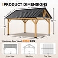 thumbnail image 6 of MeetLeisure 11' x 13' Cedar Solid Wood Hardtop Gazebo, Outdoor Patio Gazebo with Steel Roof, Black, 6 of 10