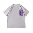 thumbnail image 3 of Krdevn Men's Sleeve T Shirts Oversize Zipper Pocket Comfortable Crewneck Graduated Color Fit Shirt Tops,L, 3 of 9