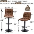 thumbnail image 3 of FIRAVOE Bar Stools with Back Set of 4, Adjustable Counter Height Bar Stools, Swivel Barstools Faux Leather Bar Chairs for Kitchen Island, Brown, 3 of 9
