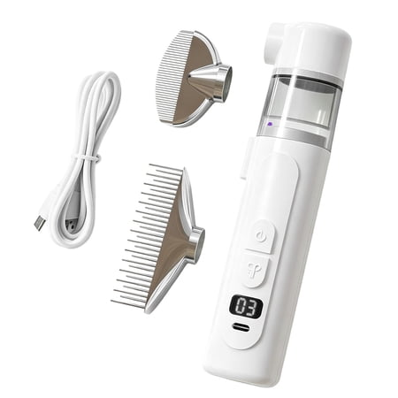 Dual Function 2 in 1 Pet Grooming Comb, USB Rechargeable Electric Brush & Flea Lice Comb, Clear Fleas, Tangled Mats and Loose Hair for Long/Short Haired Pets